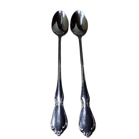 Oneida CHATEAU 2 Iced Tea Spoons 7 1/2" Deluxe Stainless Flatware Replacements - Picture 1 of 6